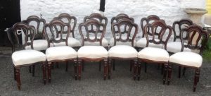 Set 12 Victorian mahogany dining chairs