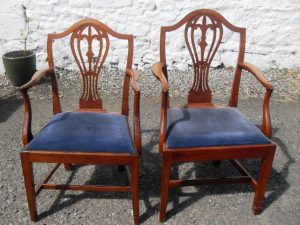 Set of 6+2 Edwardian hepplewhite revival mahogany dining chairs