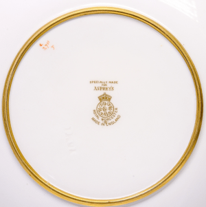 Royal Worcester Asprey, pair cabinet plates, James Stinton