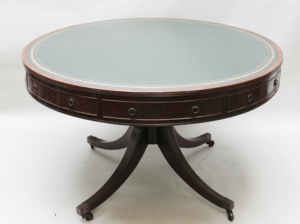 18th cent Georgian mahogany drum table. Antique furniture online.
