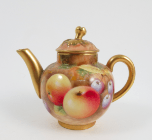 Worcester fallen fruits miniature teapot.
