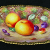 A Worcester fruits dish Decorated with fruit by Freeman,