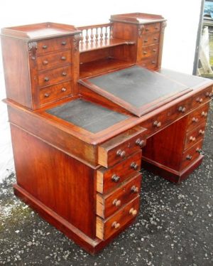 Double Pedestal Victorian Dickens Writing Desk