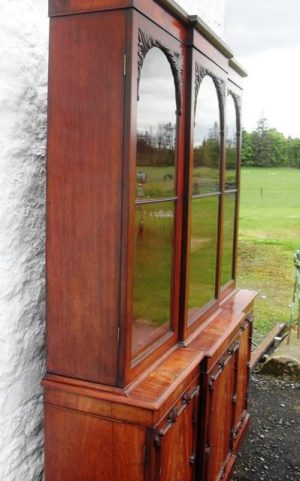 William IV Three door breakfront mahogany bookcase