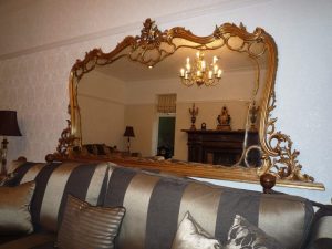 19th century large rococo gilt mirror.